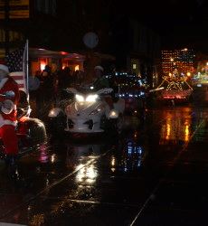 Motorcycles and Cars on Christmas Parade