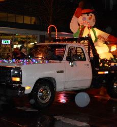 White Truck with Snowman Figure