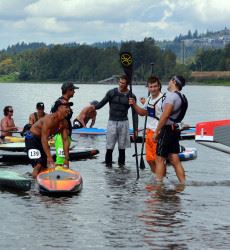 Group of Men Talking in the Water