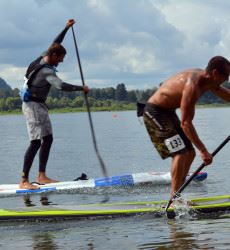 Beau and Chase on Paddleboard